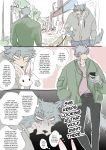  2020 absurd_res alternate_version_at_source angry annoyed anthro beastars bodily_fluids canid canine canis cellphone clothed clothing comic countershade_face countershading dialogue distracted_boyfriend domestic_rabbit duo dwarf_rabbit earbuds empty_eyes english_text eye_scar facial_scar female fur grey_body grey_fur haru_(beastars) headphones hi_res holding_object holding_phone internally_screaming jacket jealous lagomorph legoshi_(beastars) leporid looking_at_another looking_down male mammal meme mizue oryctolagus phone rabbit scar shirt shoulder_bag smartphone speech_bubble standing store_front sweat sweatdrop text thought_bubble topwear translated walking white_body white_fur wolf 