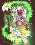  absurd_res bovid breasts brown_body brown_fur caprine danji-isthmus deity eyes_closed female fur hair hi_res holding_object holding_staff leafs magic mammal navel nude pregnant sheep staff tagme white_hair 