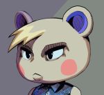  animal_crossing anthro clothed clothing grey_background latchk3y male marshal_(animal_crossing) nintendo red_cheeks sequence simple_background sleeveless_shirt solo video_games 