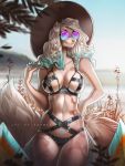  2020 5_fingers anthro breasts canid canine day detailed_background digital_media_(artwork) eyebrows eyelashes female fingers hi_res mammal midriff navel outside sky smile solo yasmil 