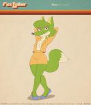  2020 absurd_res anisava anthro bedroom_eyes blue_nose bottomwear breasts canid canine cleavage clothed clothing countershade_face countershade_torso countershading crossed_legs dipstick_tail female fox fox-pop fur green_body green_fur hands_behind_head hi_res jacket lidded_eyes looking_at_viewer mammal multicolored_body multicolored_fur multicolored_tail narrowed_eyes presenting presenting_breasts rosa_(anisava) seductive skirt solo standing topwear two_tone_body two_tone_fur white_body white_fur 