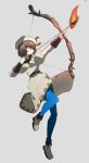  1girl breasts brown_hair closed_mouth dress hat highres labelle pantyhose saga saga_frontier_2 short_hair simple_background skirt solo weapon 