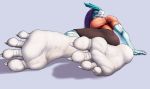  4_toes anthro breasts clothing feet female foot_focus hi_res legendary_pok&eacute;mon lying mtfoxx nintendo plantigrade pok&eacute;mon pok&eacute;mon_(species) soles solo suicune toes video_games 