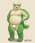  2020 3000vnd anthro asian_clothing belly bulge canid canine canis clothing domestic_dog east_asian_clothing fundoshi fur green_body green_fur hi_res japanese_clothing live-a-hero male mammal mokdai navel overweight overweight_anthro overweight_male solo text tired underwear video_games 