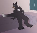  anthro bed digitigrade dragon furniture male sitting solo thick_tail zairiza 