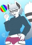  anthro bearbox_doodletimes black_sclera canid canine canis female fur hi_res jennifer_nyte lgbt_pride mammal pride_colors solo tagme white_body white_fur wolf 