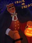  2020 3:4 anthro blush brown_body brown_fur fur halloween halloween_costume hi_res holidays kemono kumamikan male mammal slightly_chubby solo text ursid 