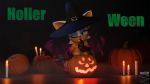  16:9 anthro black_background candle chiropteran clothed clothing female halloween hat headgear headwear hi_res holidays jawsfm mammal one_eye_closed partially_clothed punpkin rouge_the_bat simple_background solo sonic_the_hedgehog_(series) widescreen wings wink witch_hat 