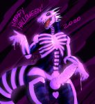  absurd_res anthro bodypaint buru_(jaynatorburudragon) claws dragon erection genitals glowing glowing_genitalia halloween hi_res holidays jaynatorburudragon male penis red_eyes solo 