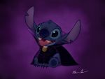  2020 4:3 4_toes alien black_eyes blue_body blue_claws blue_fur blue_pawpads cape claws clothing costume disney experiment_(lilo_and_stitch) fangs fur halloween hi_res holidays licking_teeth lilo_and_stitch long_ears male male_(lore) pawpads purple_background purple_inner_ear robots-art signature simple_background sitting solo stitch_(lilo_and_stitch) teeth toes tongue tongue_out vampire_costume 