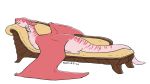  2017 2_horns all_fours ambiguous_gender basiliskfree chaise_lounge dragon eyes_closed feral horn lying on_front pink_body pink_horn pink_scales pink_stripes resting scales scalie simple_background smile solo spread_wings striped_body striped_scales stripes western_dragon white_background wings 