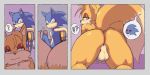  &lt;3 &lt;3_eyes 2:1 anthro anus balls butt canid canine comic duo erection eulipotyphlan eyeshadow fox genitals half-closed_eyes hedgehog latchk3y looking_back makeup male male/male mammal miles_prower narrowed_eyes penis presenting presenting_hindquarters seductive seductive_eyes sonic_the_hedgehog sonic_the_hedgehog_(series) 