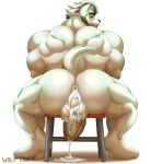  anthro anus back_muscles backsack balls beard big_butt big_muscles big_penis bodily_fluids butt canid canine canis chair chode cum cum_in_ass cum_in_penis cum_inside cum_on_balls cum_on_ground ejaculation facial_hair furniture genital_fluids genitals hair hi_res huge_muscles huge_penis looking_at_viewer male mammal multicolored_hair muscular muscular_anthro muscular_male penis presenting presenting_hindquarters simple_background sitting solo stool thick_penis two_tone_hair vein veiny_penis watermark white_background wolf wolfconfnsfw 