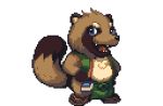  2020 alpha_channel anthro apron belly brown_body brown_fur canid canine clothed clothing fangs fur kemono male mammal nanadragon4 navel raccoon_dog simple_background slightly_chubby solo tanuki transparent_background 