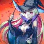  breasts cleavage guilty_gear hat jack-o&#039;_valentine large_breasts long_hair looking_at_viewer wand witch_costume witch_hat yohane_shimizu 
