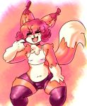  anthro bulge butt canid canine clothed clothing digital_media_(artwork) diippiid2004 fox genitals male male/male mammal open_mouth penis sagi_(diippiid) simple_background smile solo thick_thighs 