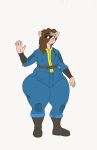  a.f.d. absurd_res anthro bethesda_softworks big_butt brown_eyes brown_hair butt domestic_pig eyewear fallout glasses hair hi_res male mammal overseer overweight overweight_anthro overweight_male quidhansed solo suid suina sus_(pig) thick_thighs vault_suit video_games 