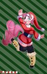  absurd_res anthro aquadango christmas clothed clothing equid equine female friendship_is_magic hasbro hat headgear headwear hi_res holidays mammal my_little_pony pinkie_pie_(mlp) santa_hat solo tongue tongue_out 