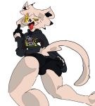  absurd_res anthro balls bulge clothing domestic_cat felid feline felis genitals gesture hi_res male mammal middle_finger nh5j_(artist) pixelated pleased_expression solo sweatshirt underwear 