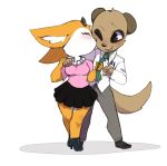  aggressive_retsuko anthro big_breasts blush bottomwear breasts chief_komiya clothing duo embrace eyes_closed female hi_res kissing kissing_cheek komiya male male/female necktie one_eye_closed punipaws romantic_couple sanrio simple_background skirt smile thick_thighs tsunoda tugging_clothing wink 