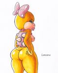  2020 anthro big_butt biped breasts butt curvy_figure female hi_res jewelry koopa koopaling lips looking_at_viewer looking_back loshon mario_bros marker_(artwork) nintendo nipples non-mammal_breasts nude open_mouth reptile ribbons scalie shell side_boob simple_background solo spikes thick_thighs traditional_media_(artwork) turtle video_games voluptuous wendy_o._koopa white_background wide_hips 