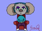  absurd_res anthro big_ears bored eliza_burkley facing_viewer female frans_hadel green_eyes hi_res koala makeup mammal marsupial simple_background video_games vombatiform 