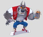  2020 activision anthro clothing crash_bandicoot_(series) dasyuromorph fur halloween halloween_2020 hi_res holidays male mammal marsupial muscular muscular_anthro muscular_male polartoons simple_background solo thylacine tiny_tiger video_games 