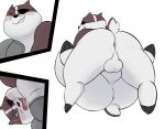  anthro anus backsack badger badgerclops balls balls_touching blush butt cartoon_network cybernetics cyborg duo eye_patch eyewear falls-down-steps genitals hi_res machine male male/male mammal mao_mao:_heroes_of_pure_heart mustelid musteline pecs selfcest slightly_chubby square_crossover stacking 