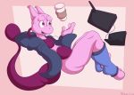  anthro bottomless casual_clothing clothed clothing fan_art_digital footwear lapatte legendary_pok&eacute;mon levitation male mazilion mewtwo nintendo pat_(lapatte) pok&eacute;mon pok&eacute;mon_(species) socks solo video_games 