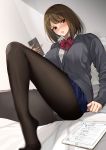  pantsu pantyhose seifuku skirt_lift sweater takocha 