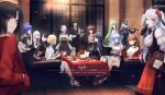  1boy 6+girls ahoge altair_(re:creators) artoria_pendragon_(fate) ayanami_rei azur_lane back bangs bare_legs bare_shoulders black_eyes black_gloves black_hair blouse blue_eyes blue_hair book bottle breasts brown_hair c.c. closed_eyes coat code_geass couch crossed_legs crossover cup dress drinking_glass eyebrows_behind_hair eyebrows_visible_through_hair fate/grand_order fate/stay_night fate_(series) finger_to_mouth food fork formal glass gloves green_hair hair_between_eyes hair_ornament hair_over_one_eye hair_ribbon hairclip hat holding holding_book holding_fork holding_instrument holding_knife holding_menu holding_plate illyasviel_von_einzbern indoors instrument jacket kara_no_kyoukai knife light long_hair looking_at_viewer looking_back mash_kyrielight matou_sakura menu military military_hat military_uniform multiple_girls music necktie neon_genesis_evangelion ogiso_setsuna open_mouth orange_hair original plate playing_instrument prinz_eugen_(azur_lane) purple_eyes purple_hair re:creators red_eyes red_jacket ribbon ryougi_shiki saber shirt short_hair shushing silver_hair sitting siya_ho skirt smile souryuu_asuka_langley suit talking tohsaka_rin touma_kazusa towel twintails uniform violin white_album_2 white_hair window wine_bottle wine_glass yellow_eyes 