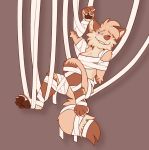  4_toes anthro arms_bound blush bound breasts canid canine claws entangled feet female flip_(flipyart) flipyart fox mammal pawpads solo tangled_up toe_claws toes wrap_bra wrappings 