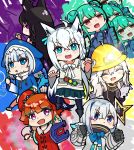  amane_kanata animal_ears beret black_hair blue_eyes braid bubble_blowing clone fish_tail fox_ears fox_tail gatakiriba_(ooo_combo) gauntlets gawr_gura green_hair hair_ornament halo hardhat harlequin-wheels hat helmet hololive hololive_english hood kamen_rider kamen_rider_ooo_(series) kurokami_fubuki purple_eyes putotyra_(ooo_combo) ratoratah_(ooo_combo) red_eyes red_hair rider_belt sagohzo_(ooo_combo) shark_tail shauta_(ooo_combo) shield shirakami_fubuki shishiro_botan skull_hair_ornament tail tajador_(ooo_combo) takanashi_kiara tatoba_(ooo_combo) uruha_rushia white_hair 