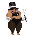  alpha_channel anthro big_breasts big_butt breasts brown_body brown_fur butt canid canine canis card cleavage clothed clothing collar domestic_dog facial_hair female freckles fur gloves handwear magic_wand magician magician_hat mammal mustache one_piece_suit purple_eyes short_stack solo sprinkles_(thehoneybutter) thehoneybutter thick_thighs wide_hips 