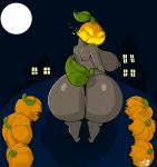  animate_inanimate bent_over big_breasts big_butt breasts butt female flaming_eyes food food_creature fruit halloween hi_res holidays huge_butt humanoid looking_at_viewer looking_back nipples not_furry plant pumpkin rear_view solo thehoneybutter 