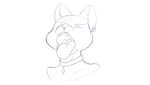  54321awesome absurd_res blue_and_white canid canine canis domestic_dog ear_piercing ear_ring female hi_res mammal monochrome piercing sketch tongue tongue_out 