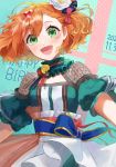  1girl alternate_costume dated floating_hair freyja_wion green_eyes hair_ornament happy_birthday heart heart_hair_ornament highres macross macross_delta open_mouth pote-mm short_hair solo 