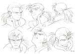  1990s_(style) 1boy aoki_uru character_sheet expressions gainax long_hair monochrome official_art production_art sadamoto_yoshiyuki solo traditional_media 
