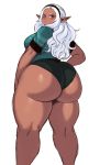  2020 absurd_res big_butt blush breasts butt clothing curvy_figure elf elf-san_wa_yaserarenai. female hi_res huge_butt humanoid kuroeda_(elf-san_wa_yaserarenai.) looking_at_viewer looking_back panties simple_background solo sssonic2 thick_thighs underwear voluptuous white_background 