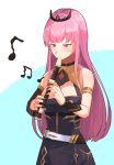  1girl absurdres breasts highres holding holding_instrument hololive hololive_english instrument large_breasts long_hair looking_down mori_calliope mutsuki_albino pink_eyes pink_hair recorder solo tiara v-shaped_eyebrows very_long_hair virtual_youtuber 