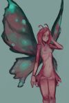  animal_humanoid antennae_(anatomy) arthropod arthropod_humanoid blue_eyes breasts butterfly_humanoid crotch_lines female genitals hair humanoid insect insect_humanoid lepidopteran lepidopteran_humanoid lepidopteran_wings navel nipples pink_body pink_hair pixie portals_of_phereon pussy ribs simple_background small_breasts solo standing syvaron wings 