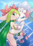  blue_eyes blue_hair breasts cervid detailed_background duo fak&eacute;mon faunazon female female/female feral fur green_body green_eyes green_fur hair herm hi_res hooves intersex mammal marine nintendo nipples nude pink_nose pinniped pok&eacute;mon pok&eacute;mon_(species) primarina rogone video_games white_body white_fur 