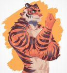  2020 anthro digital_media_(artwork) felid fur hi_res male mammal muscular muscular_anthro muscular_male naikuma pantherine simple_background solo stripes tiger 