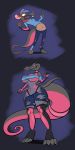  anthro before_and_after dominatrix female hi_res mammal mouse murid murine nintendo pok&eacute;mon pok&eacute;mon_(species) rodent salazzle simple_background solo species_transformation transformation trevor-fox trevor-fox_(character) video_games whip 