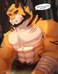  2020 abs anthro biceps cilok digital_media_(artwork) facial_hair felid fur hi_res male mammal muscular muscular_anthro muscular_male nipples pantherine pecs simple_background solo stripes tiger 