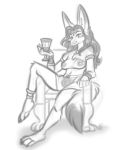  anthro breasts canid canine clothed clothing egyptian egyptian_mythology female fennec fox genitals hairy_pussy hi_res mammal middle_eastern_mythology monochrome mythology nicnak044 nipples pussy queen royalty sketch solo 