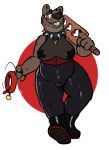  alpha_channel anthro areola boots clothing collar female fishnet fishnet_topwear footwear hi_res mammal overweight overweight_anthro overweight_female paddle rubber smile solo spiked_collar spikes teeth trout_(artist) ursid 