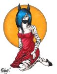  anthro breasts cleavage clothed clothing dress equid equine female hair mammal reibryn_(artist) solo zebra 