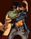  2boys athrun_zala blue_hair brown_hair censored closed_eyes erection gundam gundam_seed handjob jtr kira_yamato male_focus male_masturbation masturbation multiple_boys multiple_penises mutual_masturbation open_mouth pants pants_pull penis short_hair yaoi 