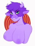  2020 anthro areola bovid bovine breasts bust_portrait cattle digital_media_(artwork) disney eyelashes female hi_res home_on_the_range horn looking_at_viewer luryry maggie_(disney) mammal nipples portrait smile solo 